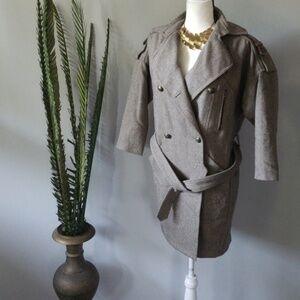 7 For All Mankind belted tweed trench coat